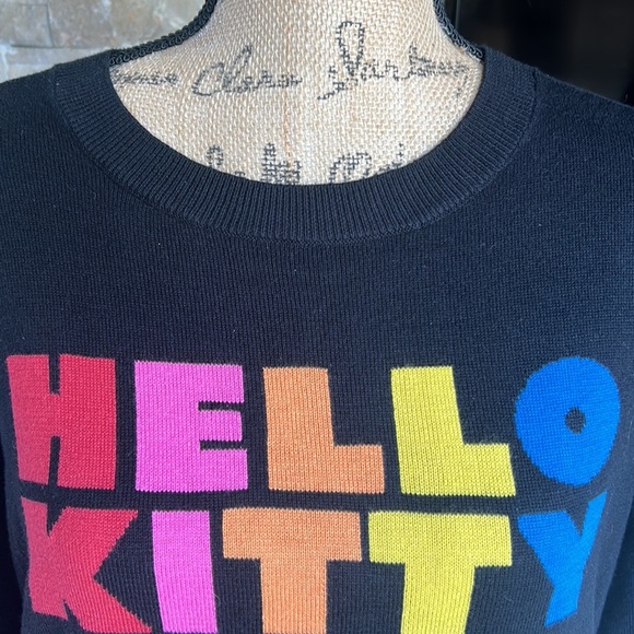 Modcloth x Hello Kitty Oh So Supercute black sweater vibrant rainbow retro style - Picture 6 of 16